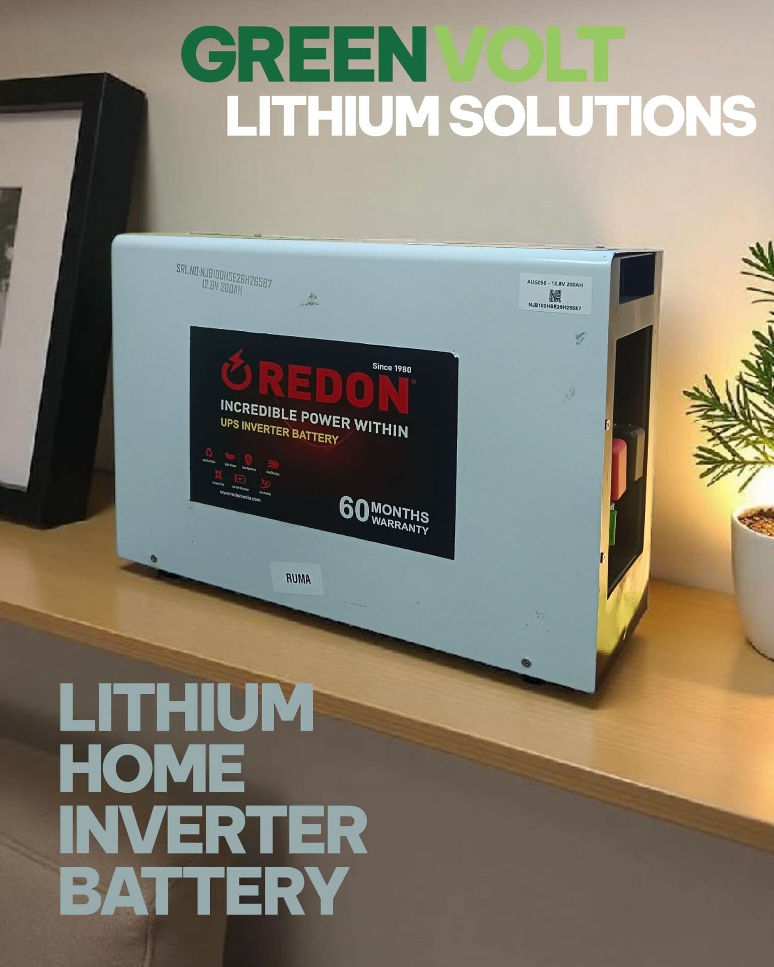 Greenvolt lithium home inverter battery solution for residential power backup